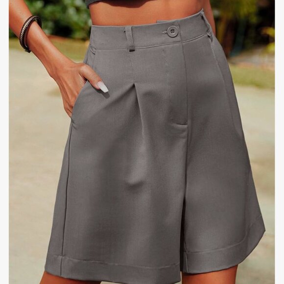 Hotouch Womens Shorts Summer Bermuda Shorts Casual Elastic High Waisted Wide Leg - Picture 3 of 11